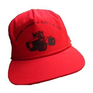 Hat Cap Snap FARMER  Trucker NEW NOS NWOT True Vtg 80s RED CLOTH TRACTOR DITTO